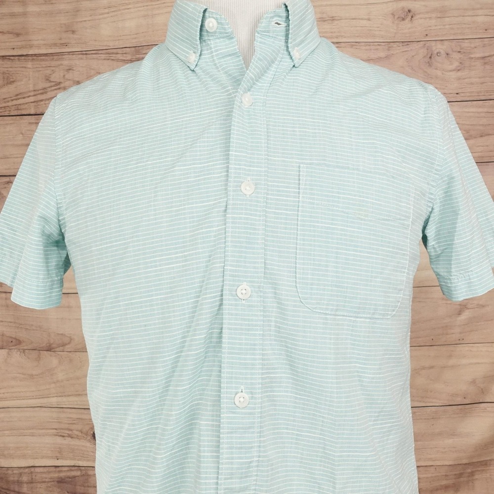 American Eagle Outfitters Shirt Mens S Blue Stripe Short Sleeve Button-Up Pocket